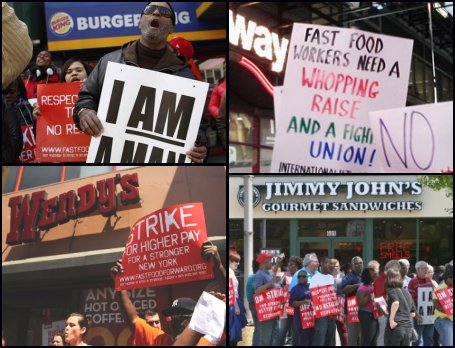 Fast food workers walk off the job