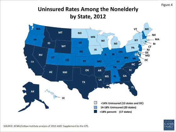2012 uninsured health map