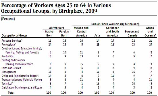 foreign born occupation