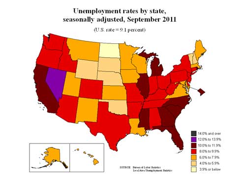State Unemployment Map September 2011