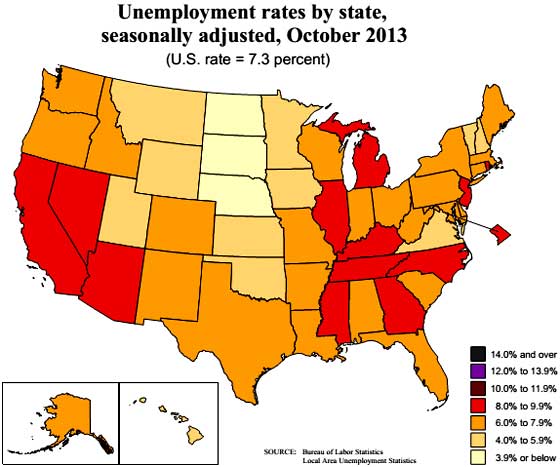 state unemployment map 10/13